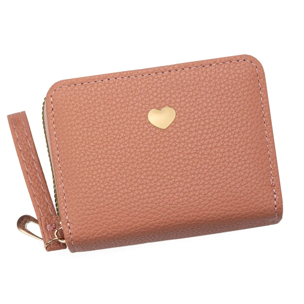 Women's PU Leather Mini Wallet – Dual Zipper & Wrist Strap Mini Leather Wallet SWANS Pink