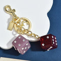 Rhinestone Dice Keychain – Glitter Alloy Geometric Pendant Fashion Keychain SWANS Purple Red