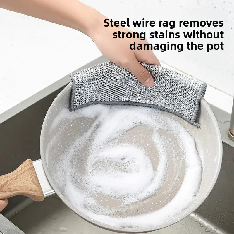 SWANS Steel Wire Dish Cloth – Double-Sided Pot Scrubber Kitchen Scrubber Cloth SWANS