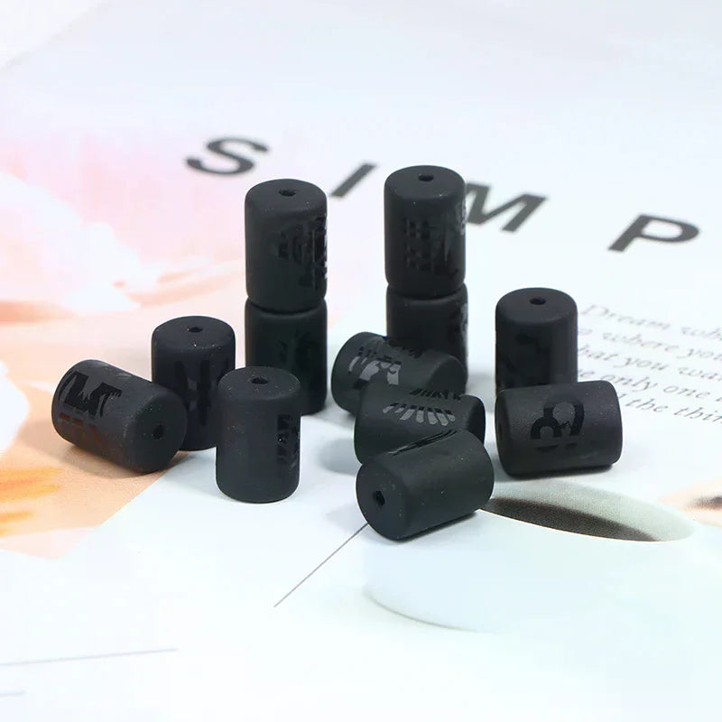 12 Zodiac Constellation Matte Black Onyx Cylinder Beads Charms Jewelry Making Beads SWANS