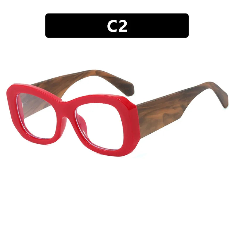 Y2K Big Frame Punk Sunglasses – UV400 Wide Leg Vintage Shades Fashion Sunglasses SWANS Red Clear As the picture