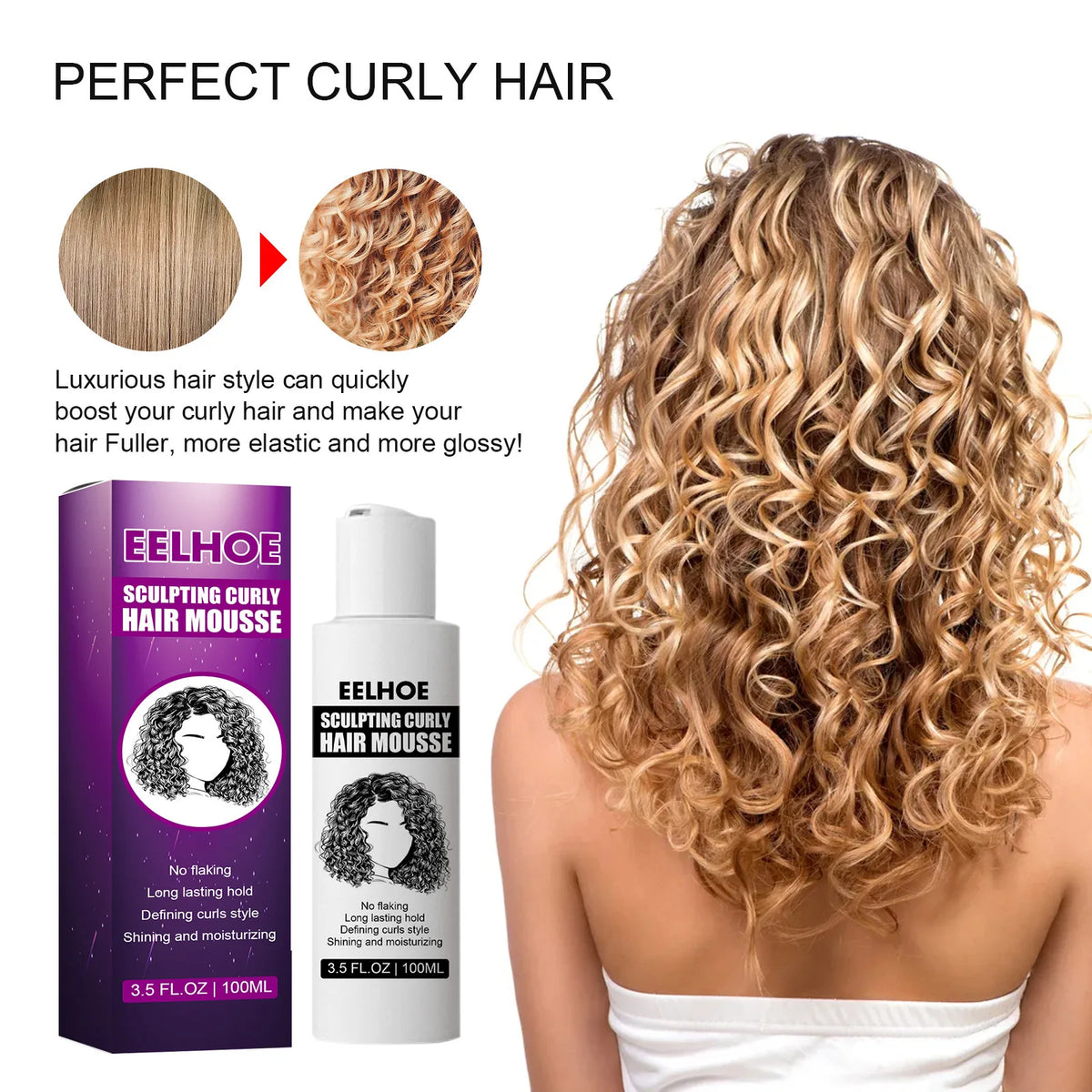 Eelhoe Curly Hair Elastin Mousse – Curl Enhancer 100ml Curl Enhancer Mousse SWANS