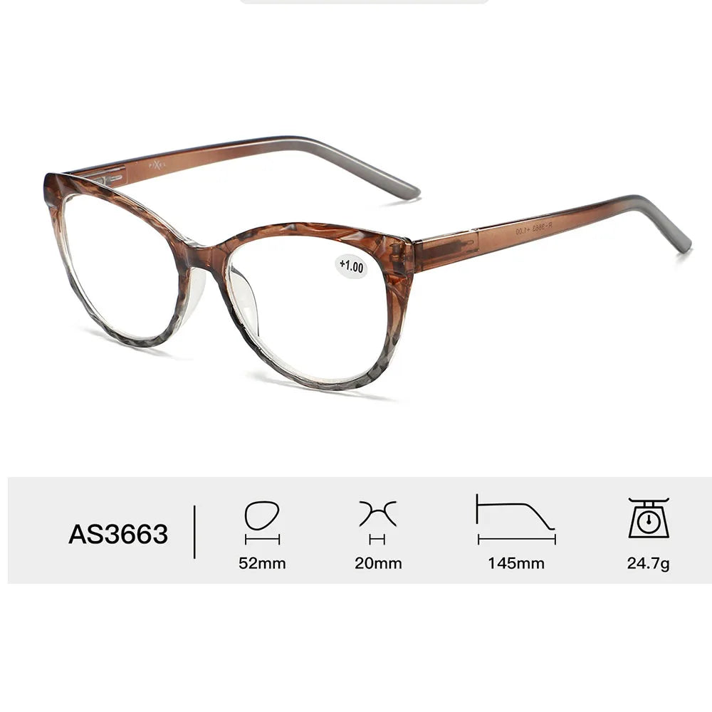 Cat Eye Reading Glasses Unisex Anti-Blue Light | KLASSNUM Reading Glasses SWANS Tea Gray +150