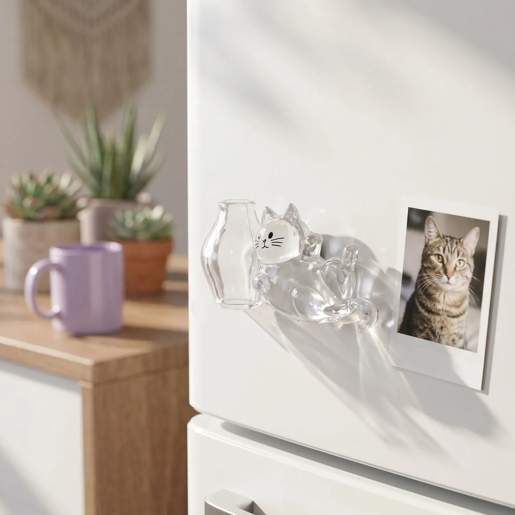 Cat Whisker Keepsake Vase – Acrylic Fridge Magnet Mini Holder Mini Keepsake Vase SWANS