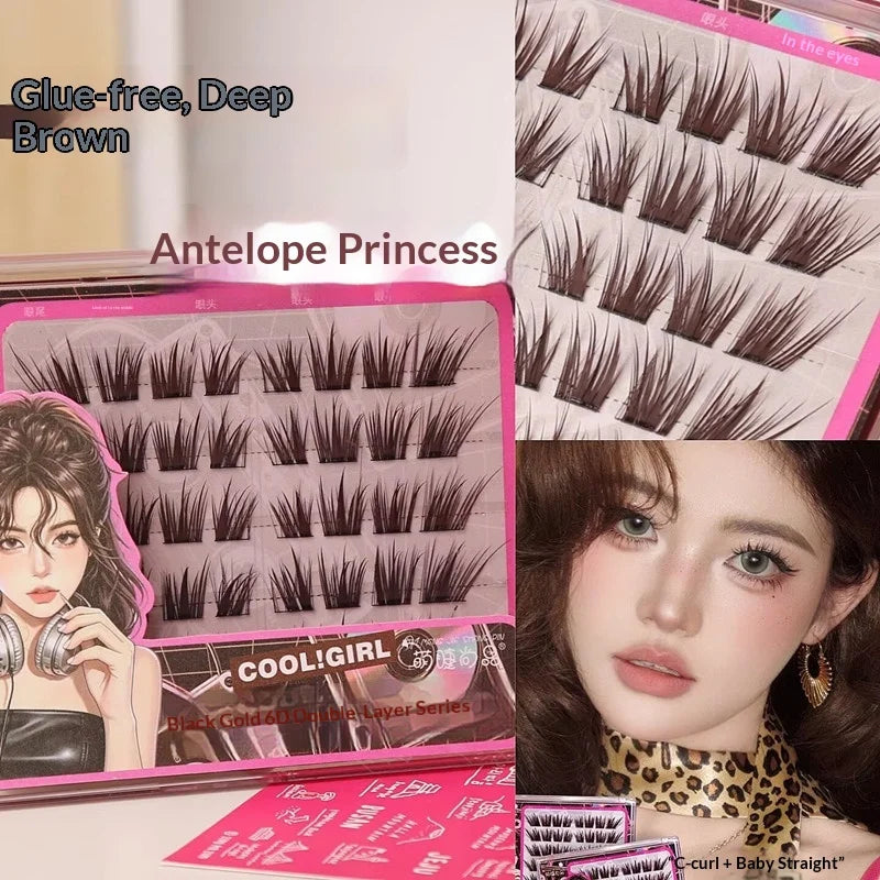 Self-Adhesive Cluster Lashes – Fox Eye Wispy Volume No Glue False Eyelash Clusters SWANS 2 C