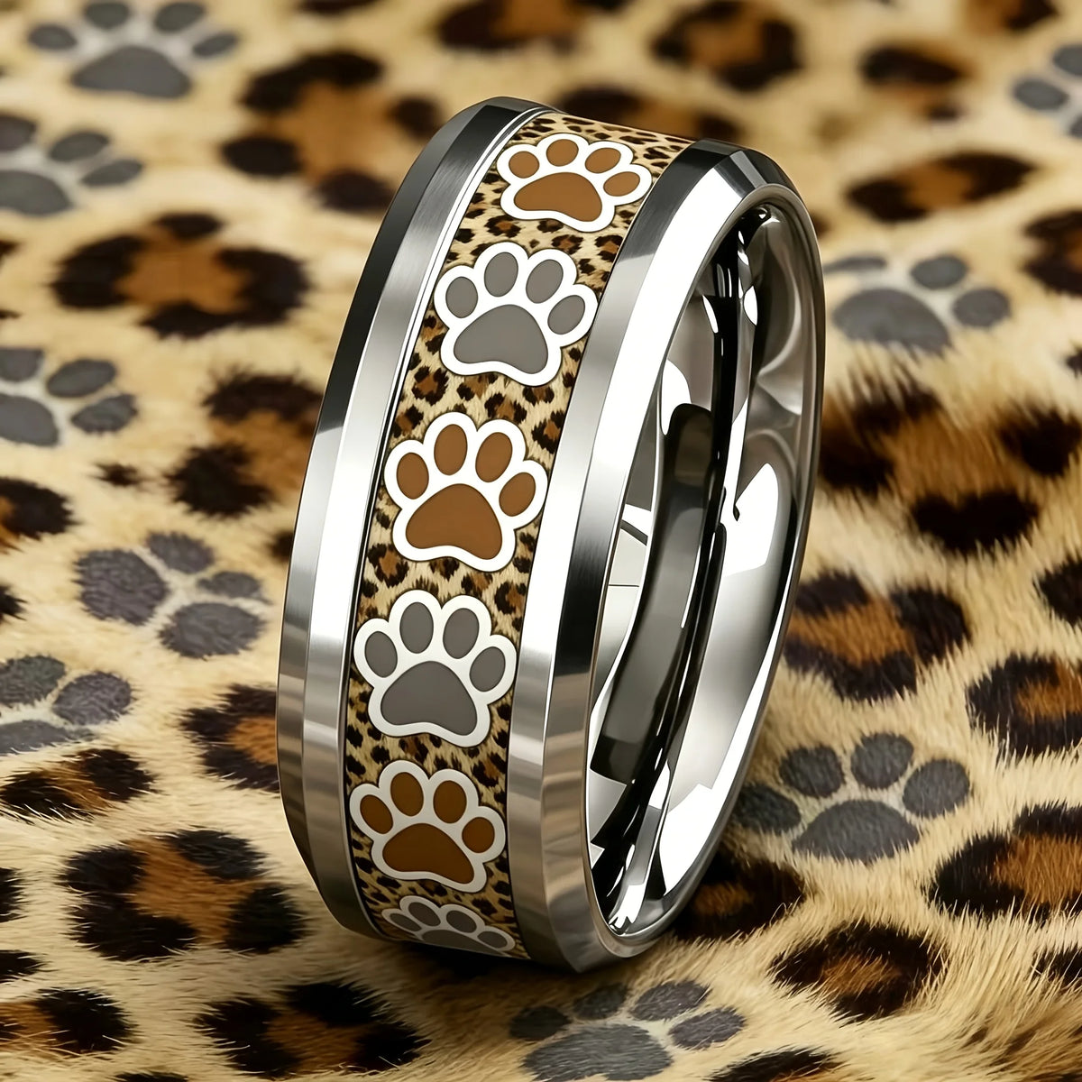 Unisex Dog Paw Stainless Steel Ring – Polished Fashion Band Fashion Ring SWANS