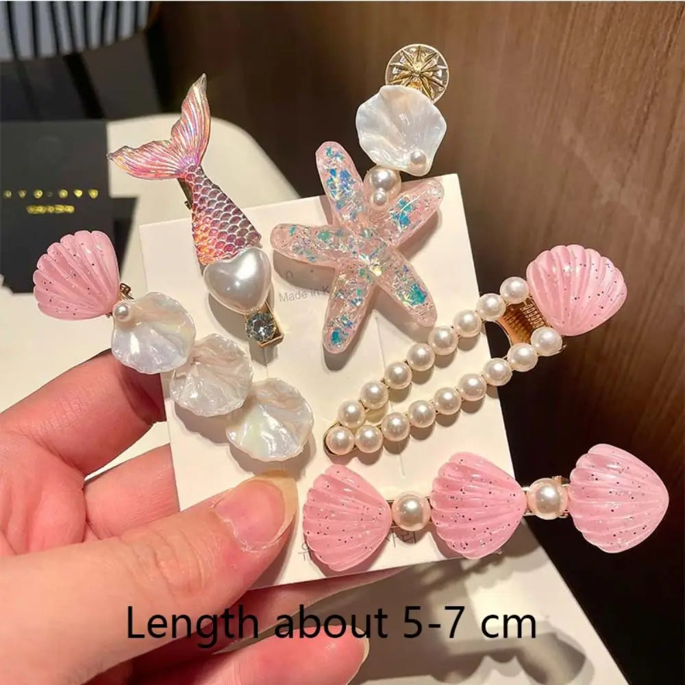 5-Pack Ocean Shell & Starfish Hair Clips – Girls Barrettes Girls Hair Clips SWANS
