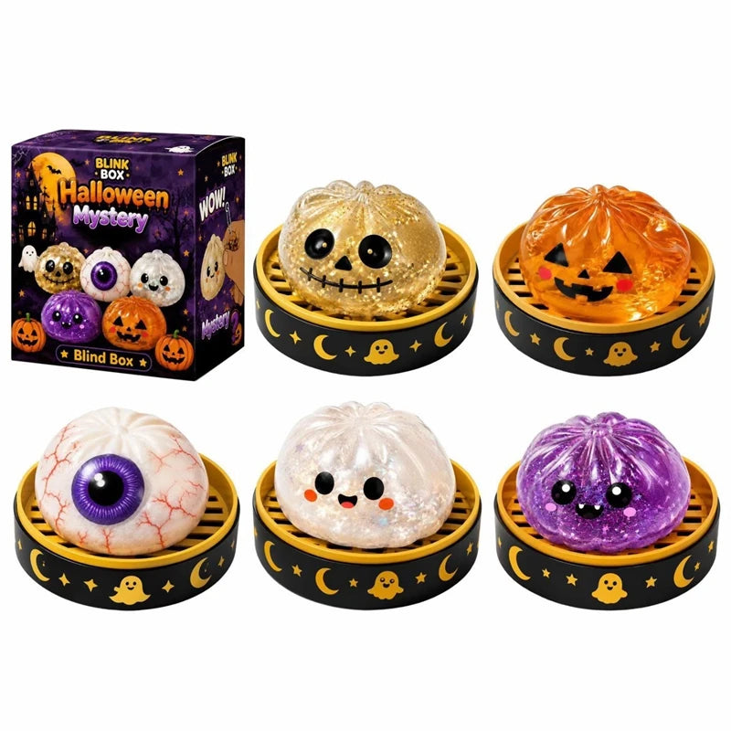 Halloween Squishy Toy Set – Ghost, Pumpkin & Eyeball Squeeze Squishy Squeeze Toy SWANS