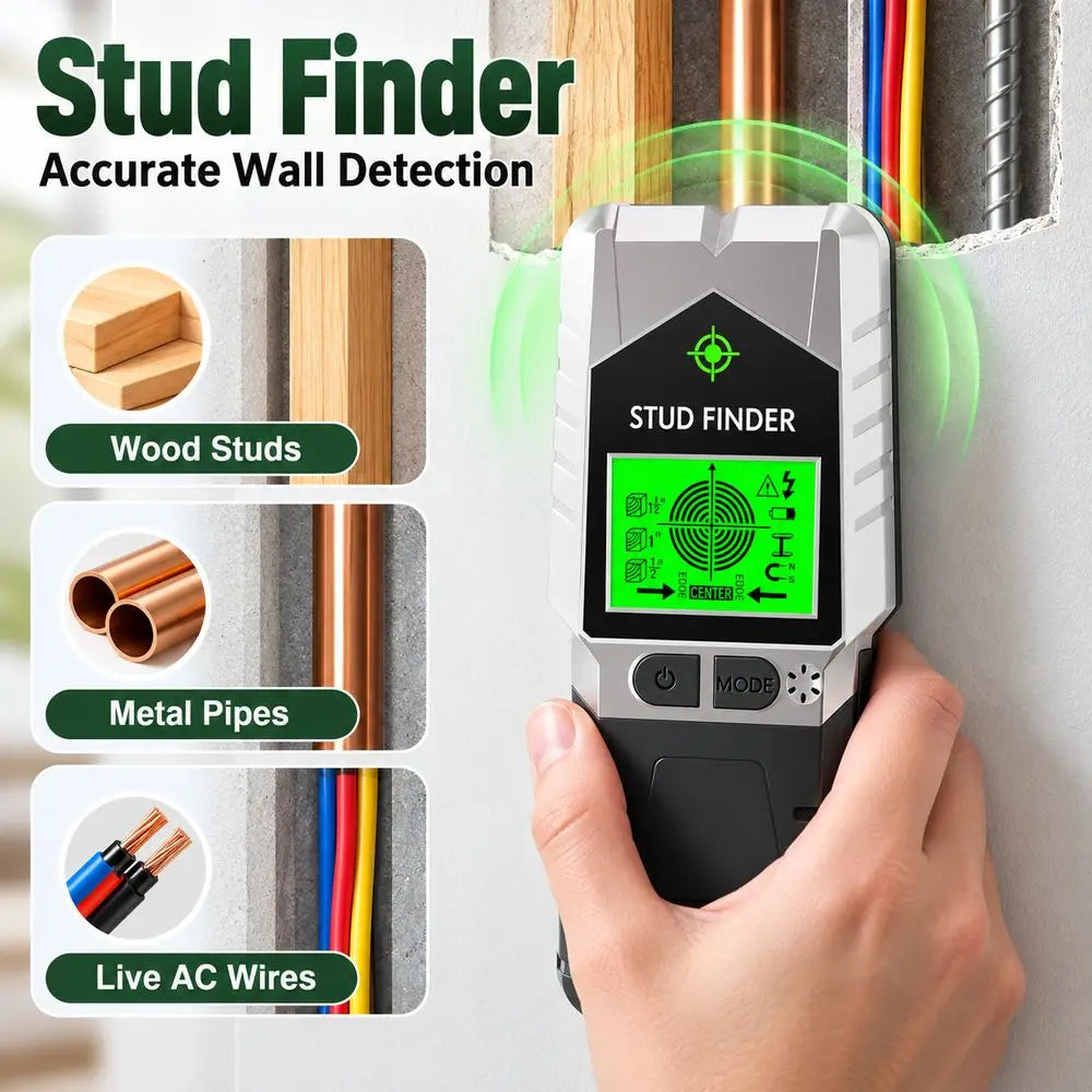 6-in-1 LCD Stud Finder Wall Scanner – AC Wire & Metal Detector Stud Finder Scanner SWANS