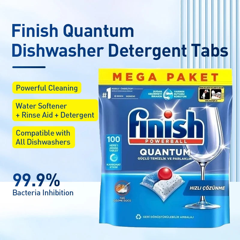 Finish Quantum Dishwasher Tabs 80/100pcs – 3-in-1 Formula Dishwasher Detergent Tabs SWANS