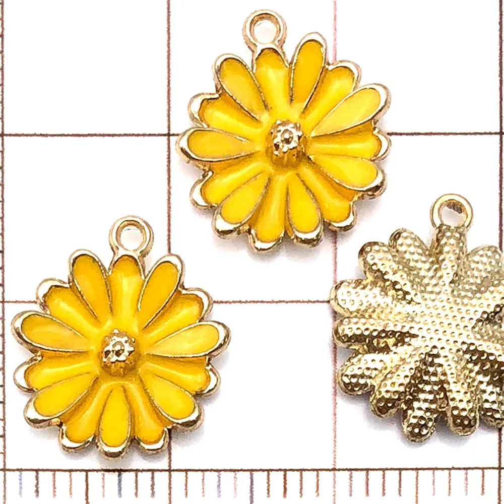 Yellow Sunflower Alloy Charm Pendant for DIY Jewelry & Keychains Jewelry Charm Pendant SWANS U