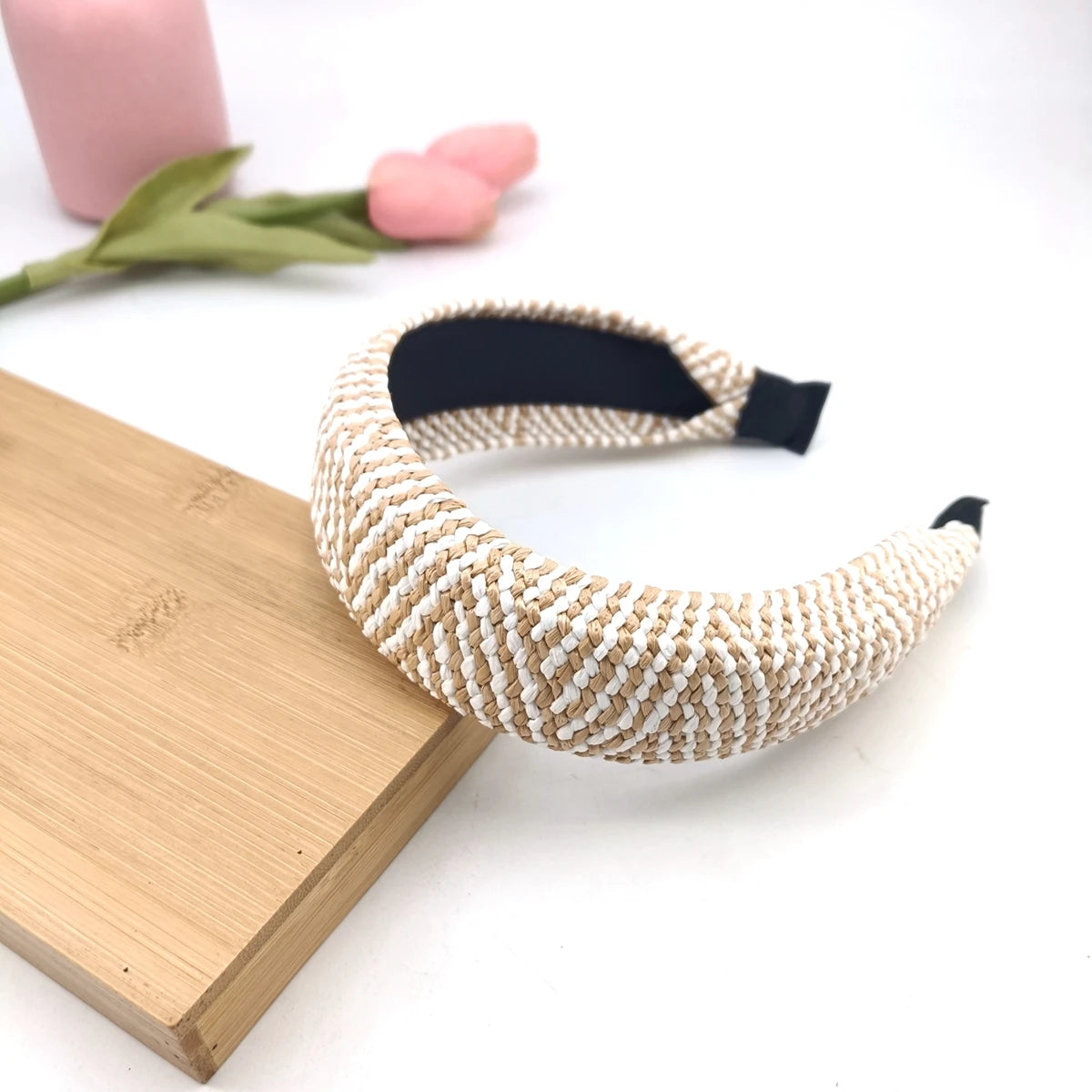 Woven Straw Hair Hoops for Women – Boho Headband 2-Pack Hair Headband SWANS 03
