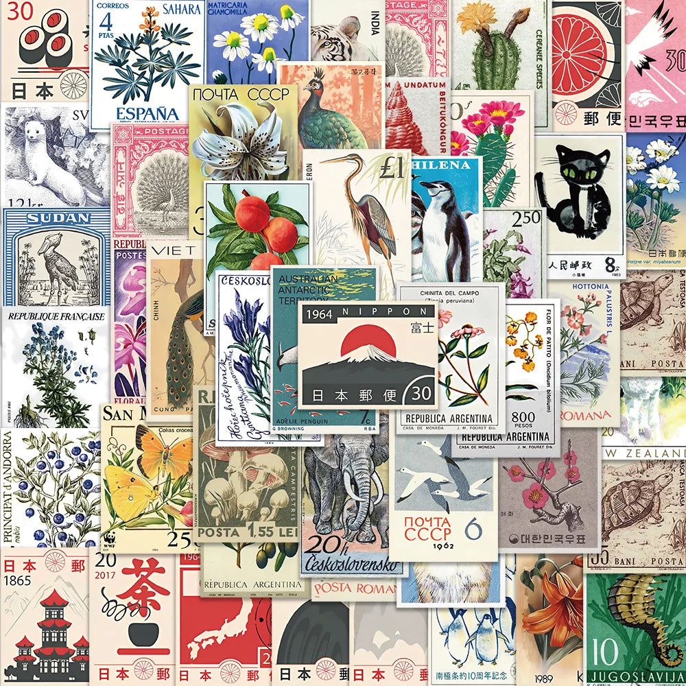 Vintage Stamp Stickers – Retro Waterproof Vinyl Decals 10/50 Pack Vinyl Sticker Pack SWANS