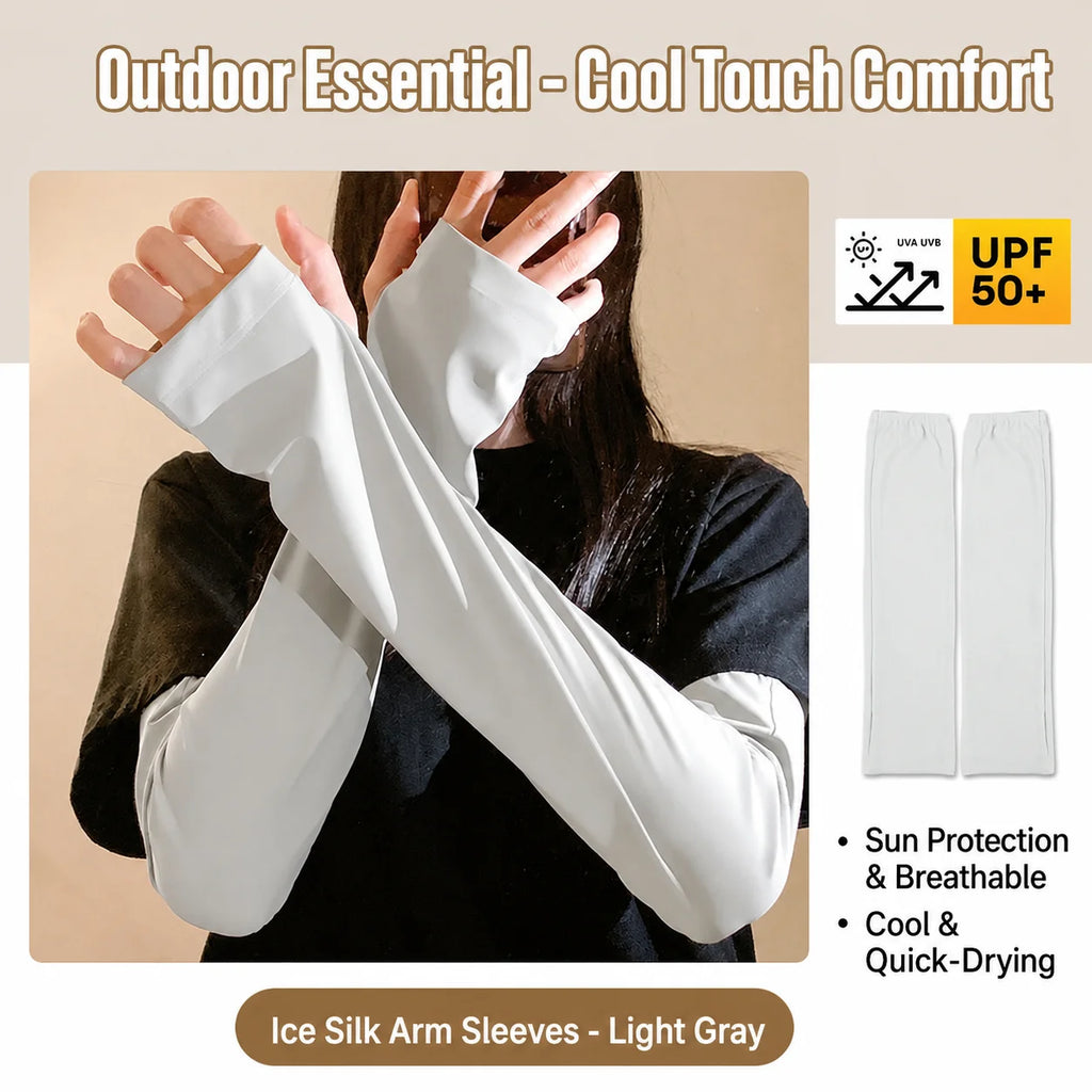 SWANS UPF50+ Ice Silk Sun Protection Arm Sleeves for Women Sun Protection Arm Sleeves SWANS Light Grey