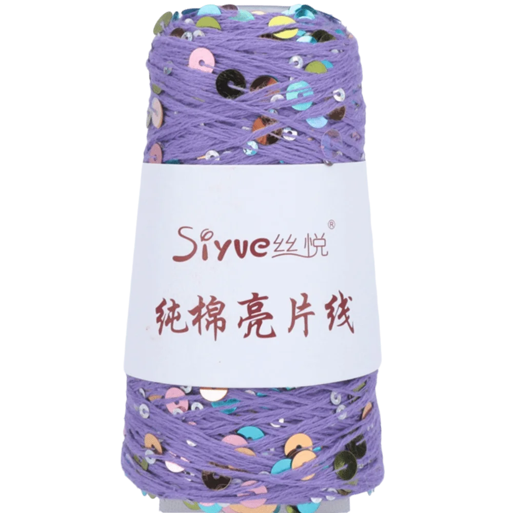 Shiny Sequin Hand Knitting Yarn – Glitter Craft Thread Roll Knitting Yarn SWANS Purple
