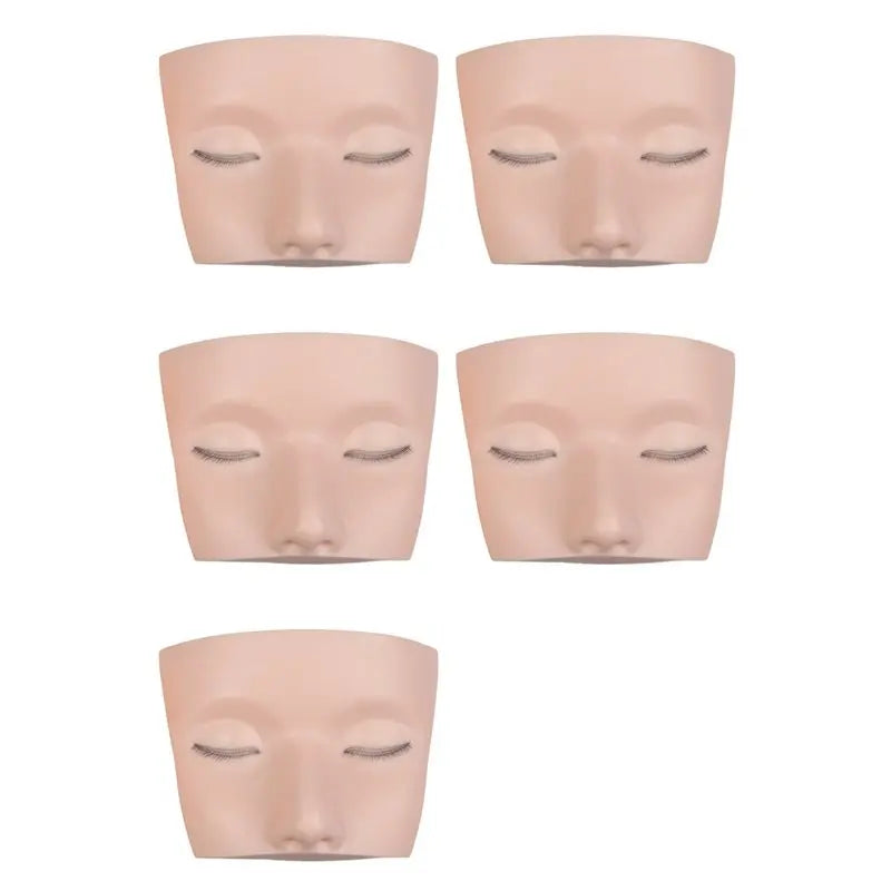 3-Layer Eyelash Extension Mannequin Head Practice Tool – 5-Pack Lash Training Mannequin SWANS Skin Color