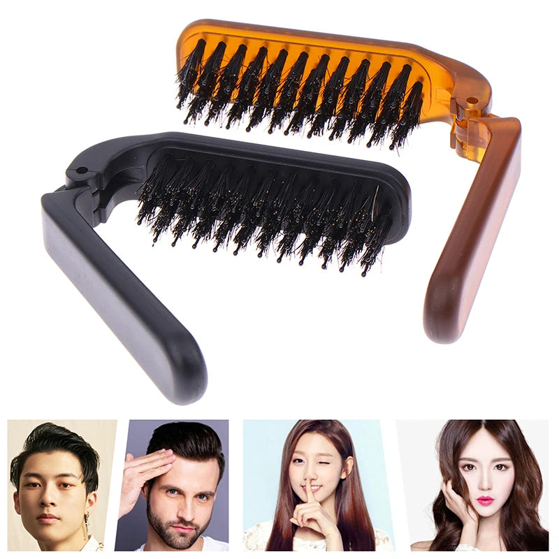 Foldable Boar Bristle Hair Brush – Compact Travel Comb Travel Hair Brush SWANS
