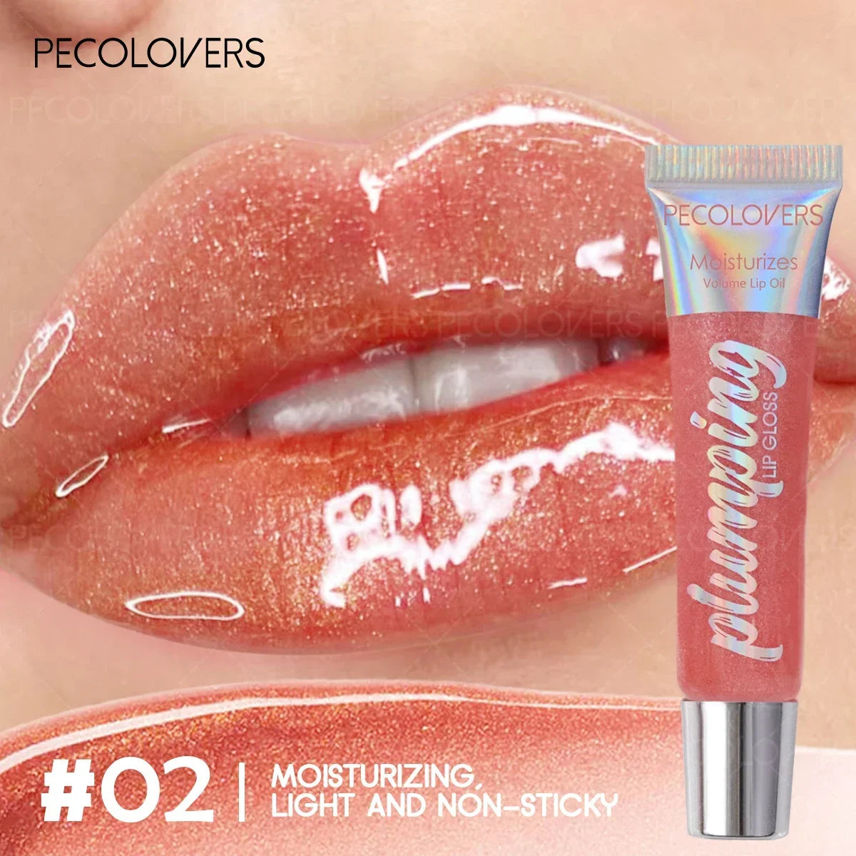 Waterproof Glitter Lip Oil – Clear, Non-Sticky & Long-Lasting Lip Oil Gloss SWANS 02