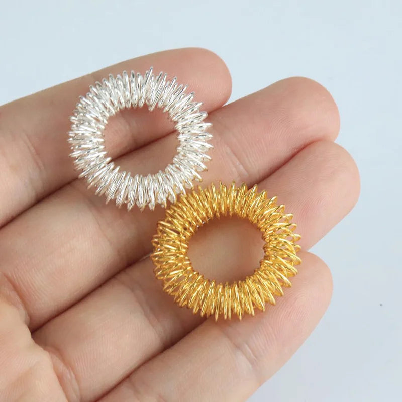 10-Pack Gold Finger Acupressure Massage Rings – Stainless Steel Acupressure Massage Ring SWANS