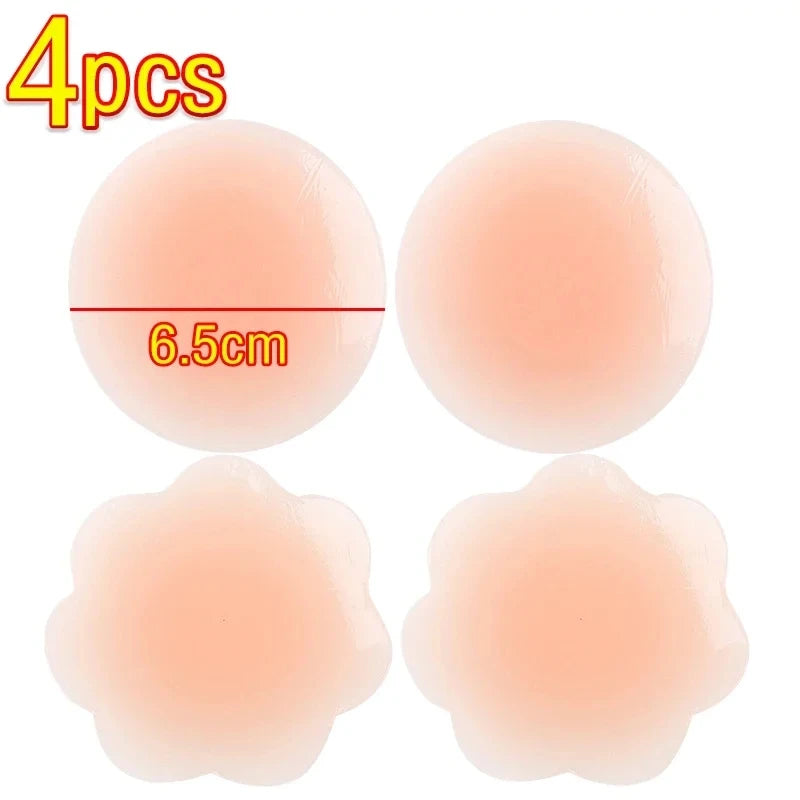 Reusable Silicone Nipple Covers – Invisible Breast Petals 6 Pairs Nipple Cover SWANS 6.5cm 4Pcs-Mix One Size