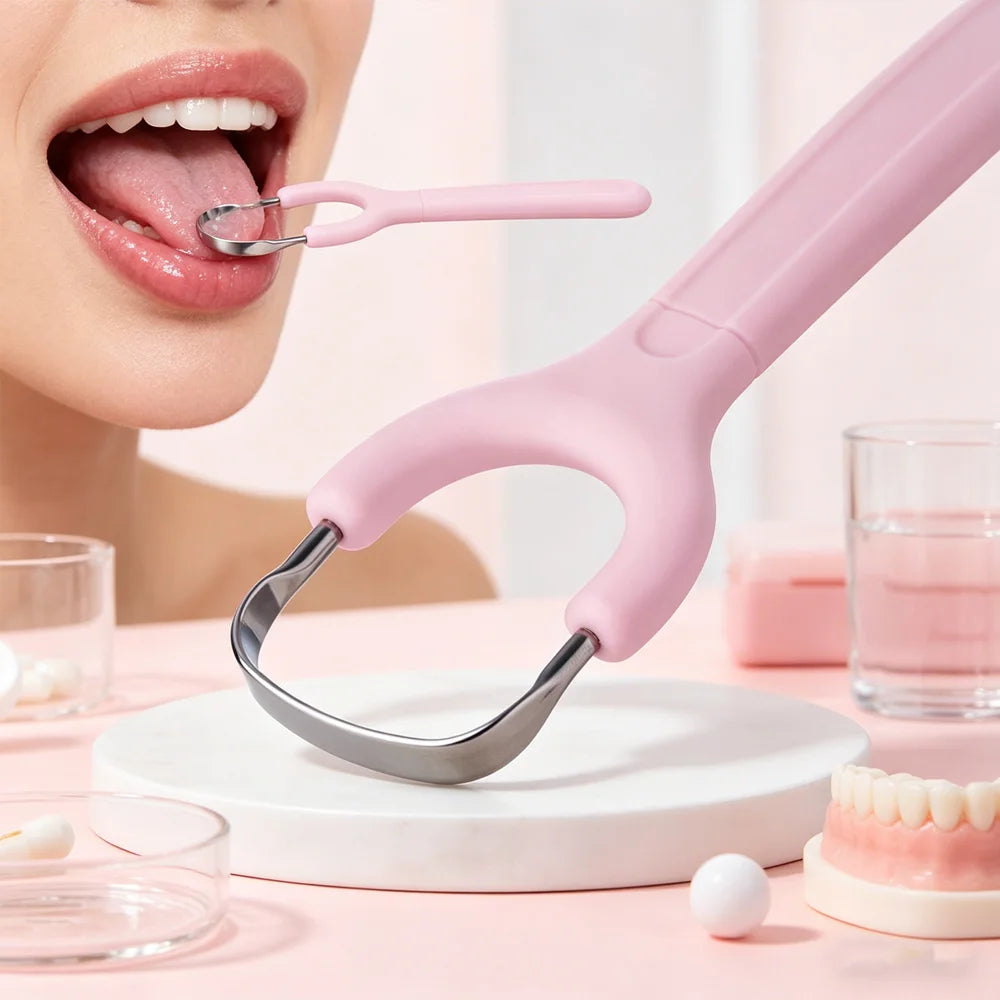 SWANS Stainless Steel Tongue Scraper – Fresh Breath Oral Tool Tongue Scraper SWANS