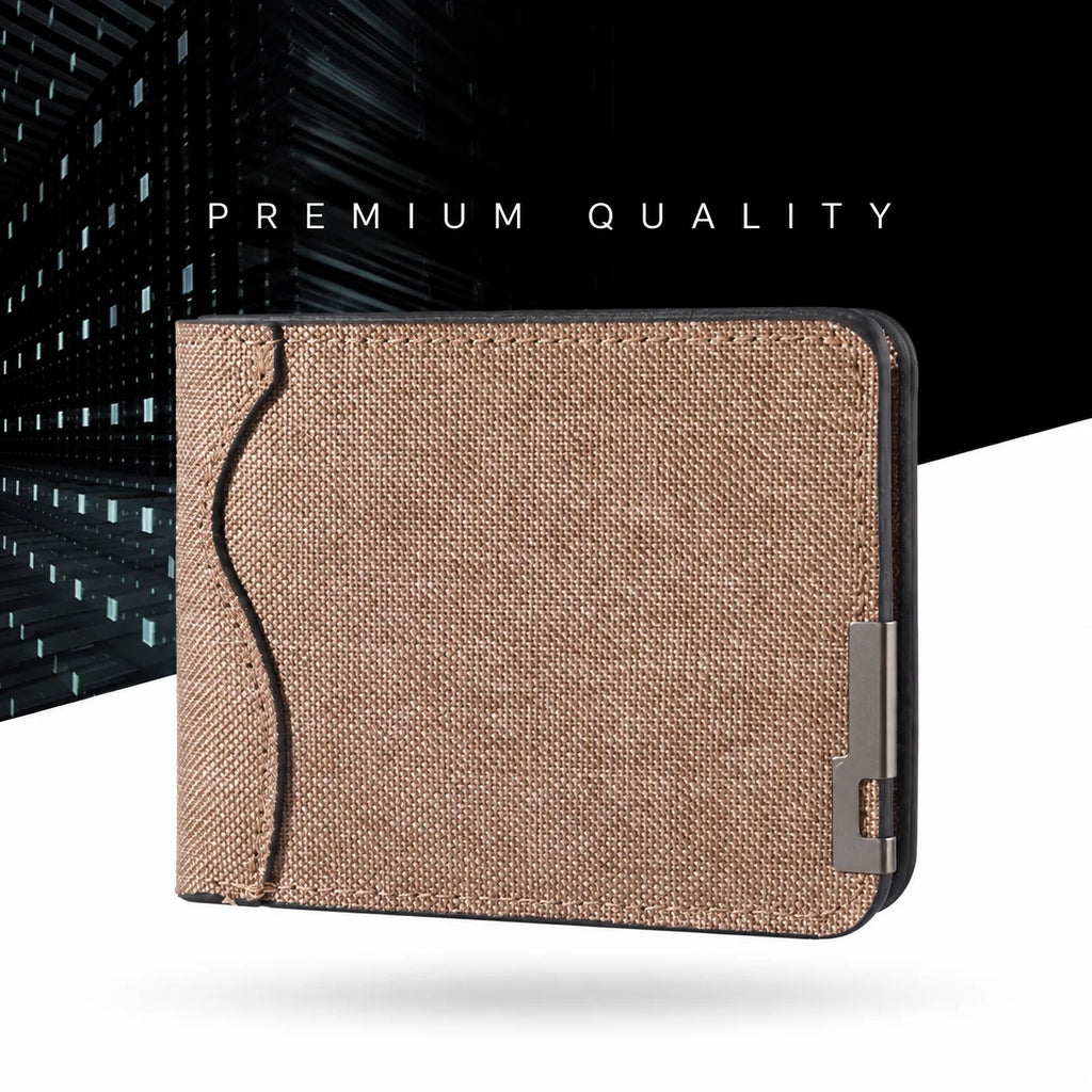Men's Slim Bifold Wallet – Lightweight PU Canvas Horizontal Bifold Wallet SWANS