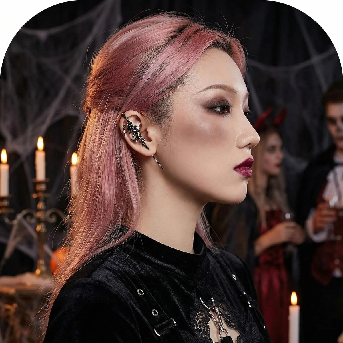 Gothic Moon Ear Hook Earrings – Celestial Alloy Jewelry Gothic Fashion Earrings SWANS