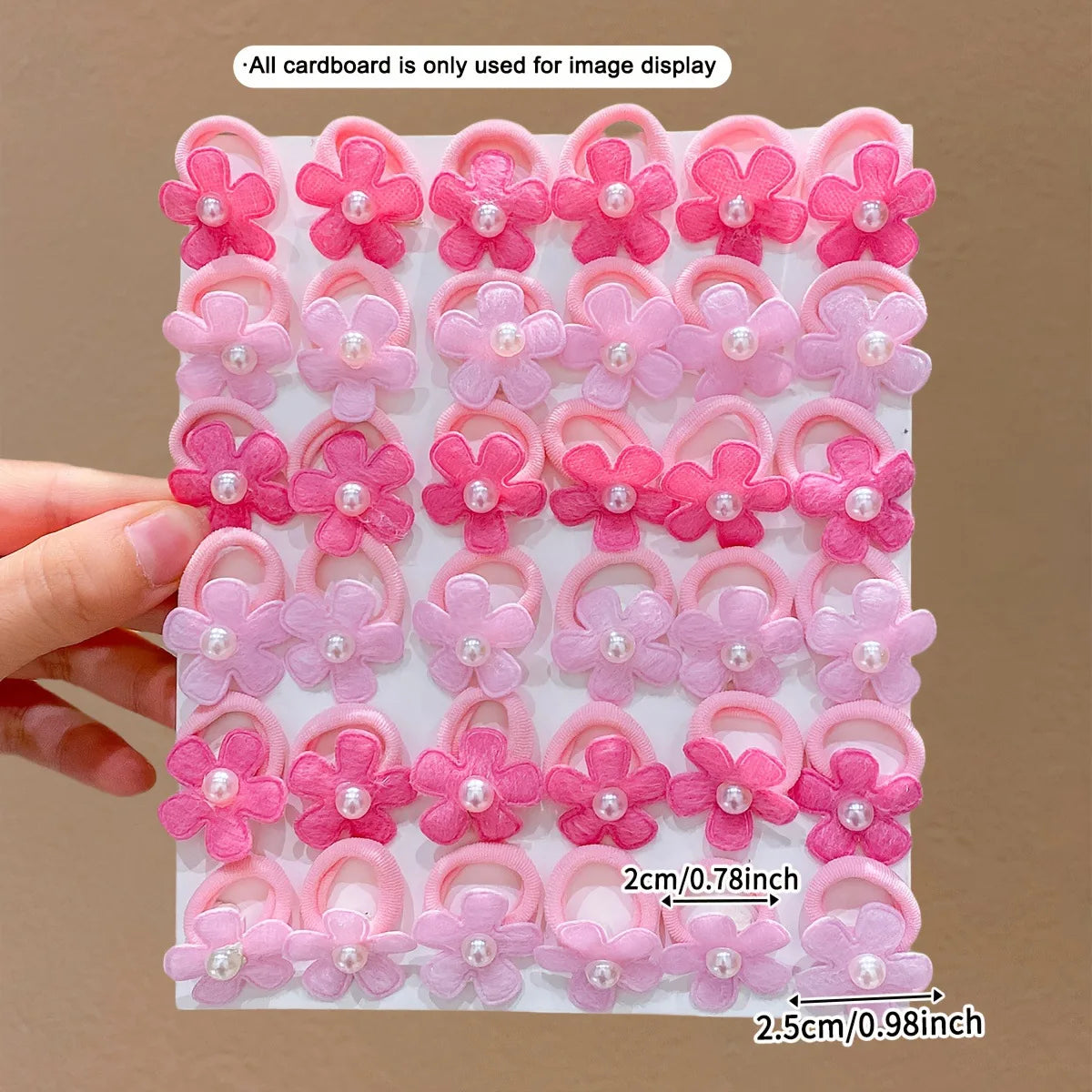 10-Pack Pink Flower Hair Ties with Pearl Decor – Ponytail Holders Floral Hair Ties SWANS