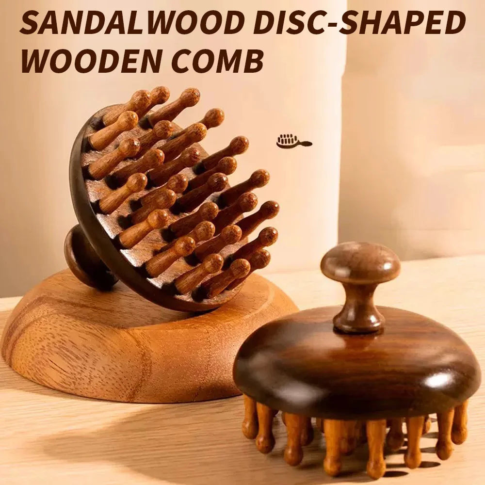 SWANS Wooden Disc Scalp Massager & Meridian Comb Scalp Massage Comb SWANS