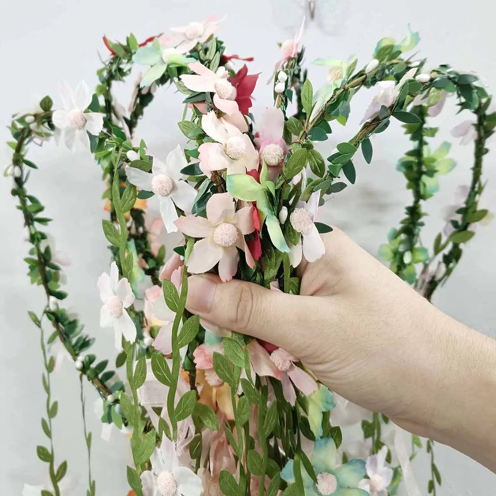 Bohemian Floral Crown Headband – Bridal Wedding Hair Wreath Floral Crown Headband SWANS