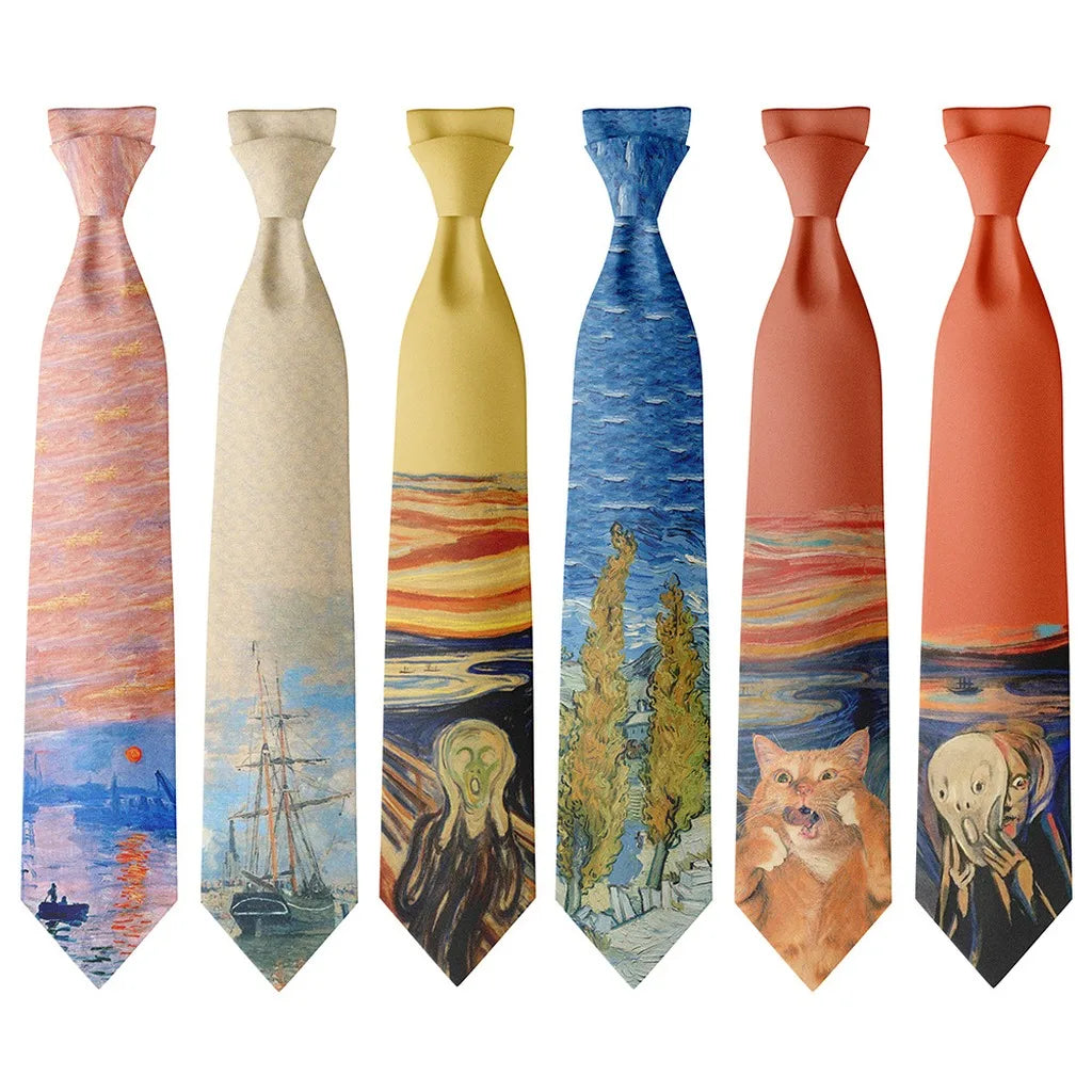 Arrow Tip Art Print Neck Tie | Famous Painting Design Unisex Art Print Necktie SWANS
