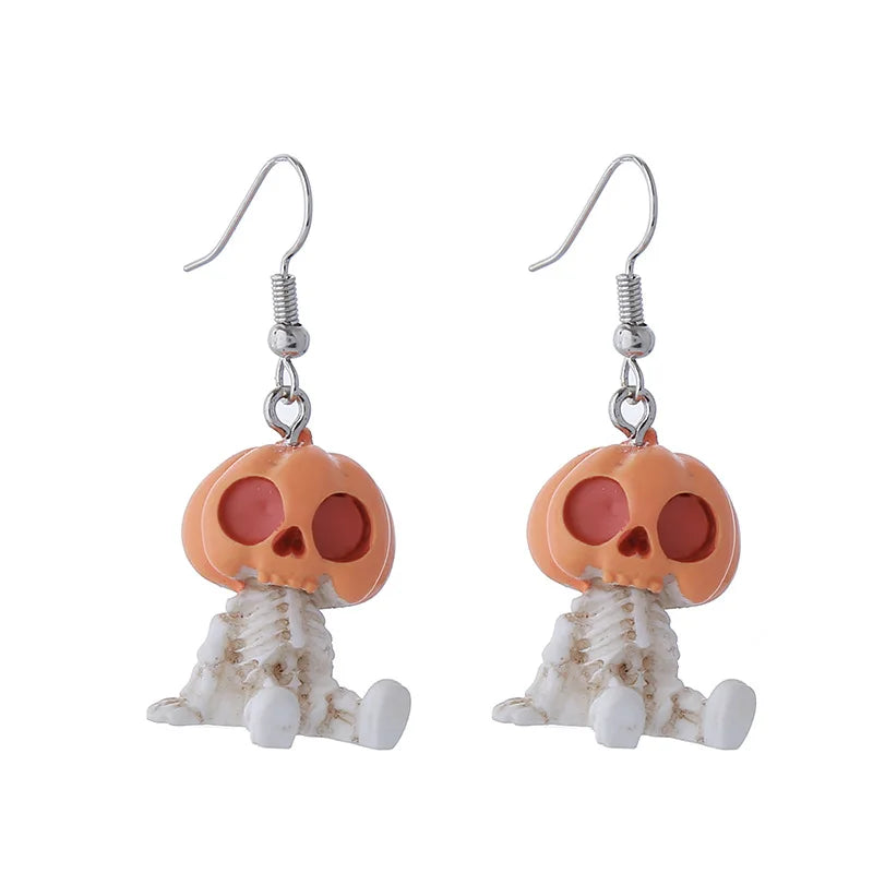 Halloween Mummy Pumpkin Skeleton Resin Dangle Earrings Resin Dangle Earrings SWANS Style 8