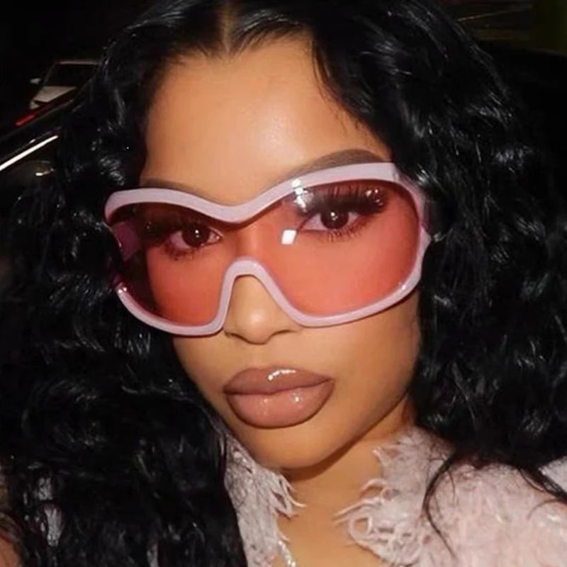 Y2K Oversized One-Piece Lens Sunglasses UV400 Punk Shades Fashion Sunglasses SWANS