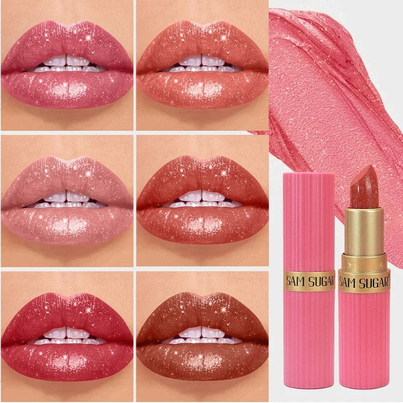 Diamond Glitter Lipstick – Waterproof Moisturizing Metallic Lip Gloss Glitter Lipstick SWANS