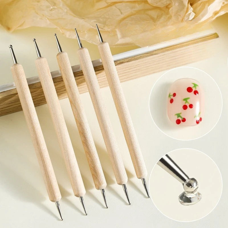 5-Piece Dual-Ended Nail Art Dotting Pen Set – Rhinestone Tool Nail Art Dotting Pens SWANS