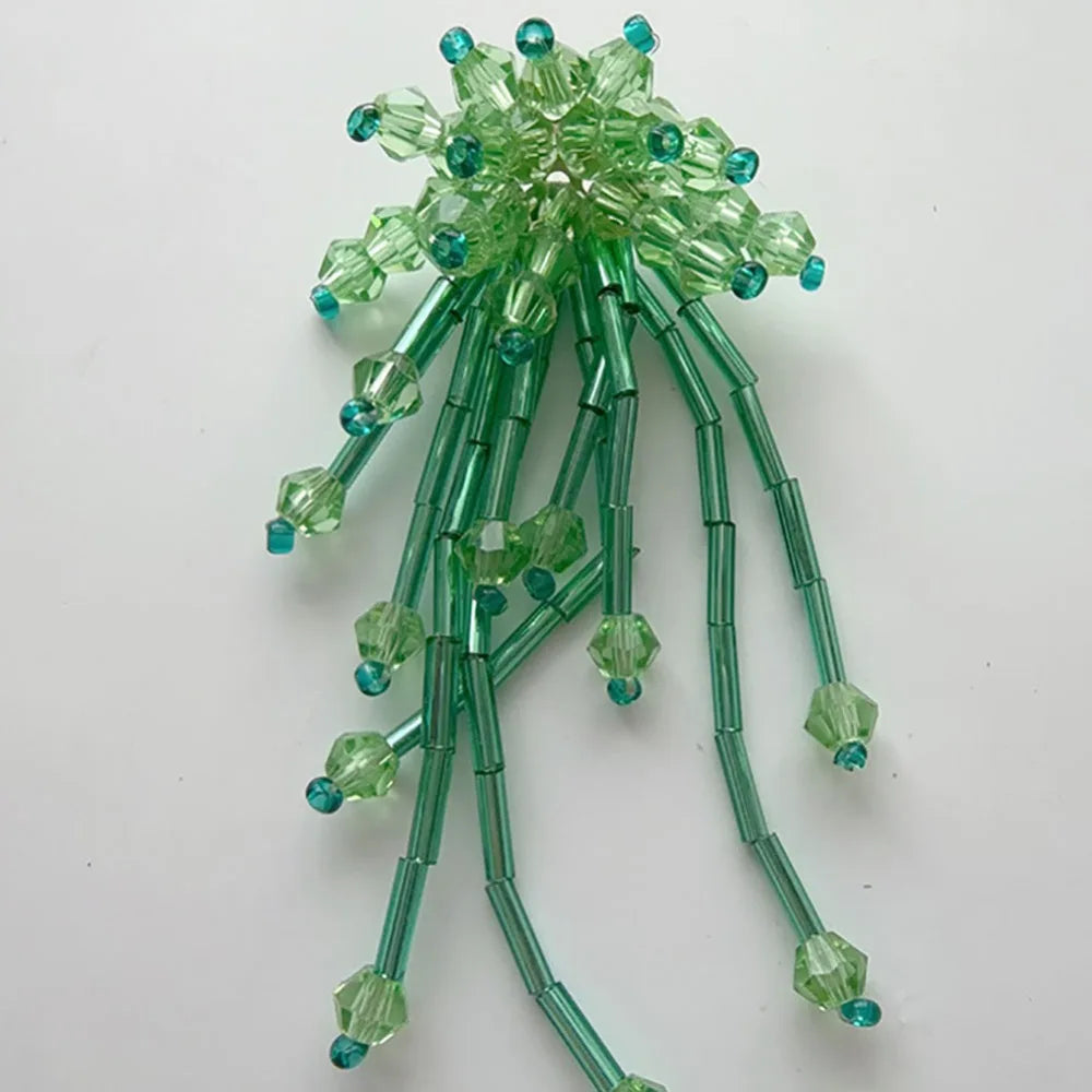 3D Crystal Beaded Flower Patches – DIY Shoe Charms & Crafts Beaded Craft Patch SWANS Green 2Pcs