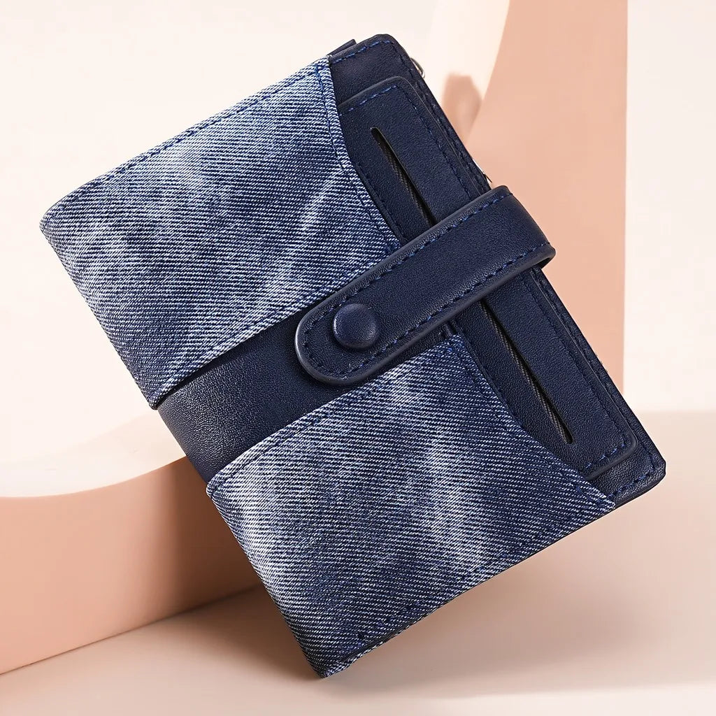 Women's PU Leather Bifold Wallet – Multi-Card Slot & ID Window Bifold Wallet SWANS Blue