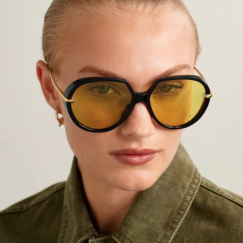 Y2K Oversized Pilot Sunglasses Unisex UV400 Vintage Shades Fashion Sunglasses SWANS