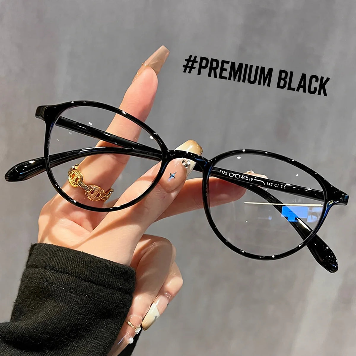 TR90 Blue Light Blocking Round Eyeglasses Frames UV400 Eyeglasses Frames SWANS Black