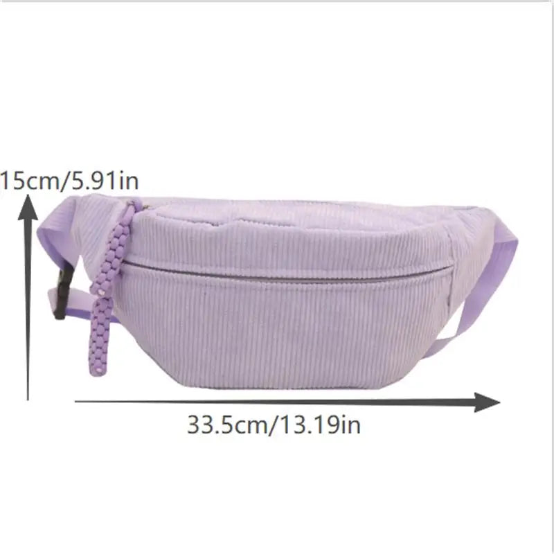 Women's Corduroy Half Moon Crossbody Waist Bag Crossbody Waist Bag SWANS