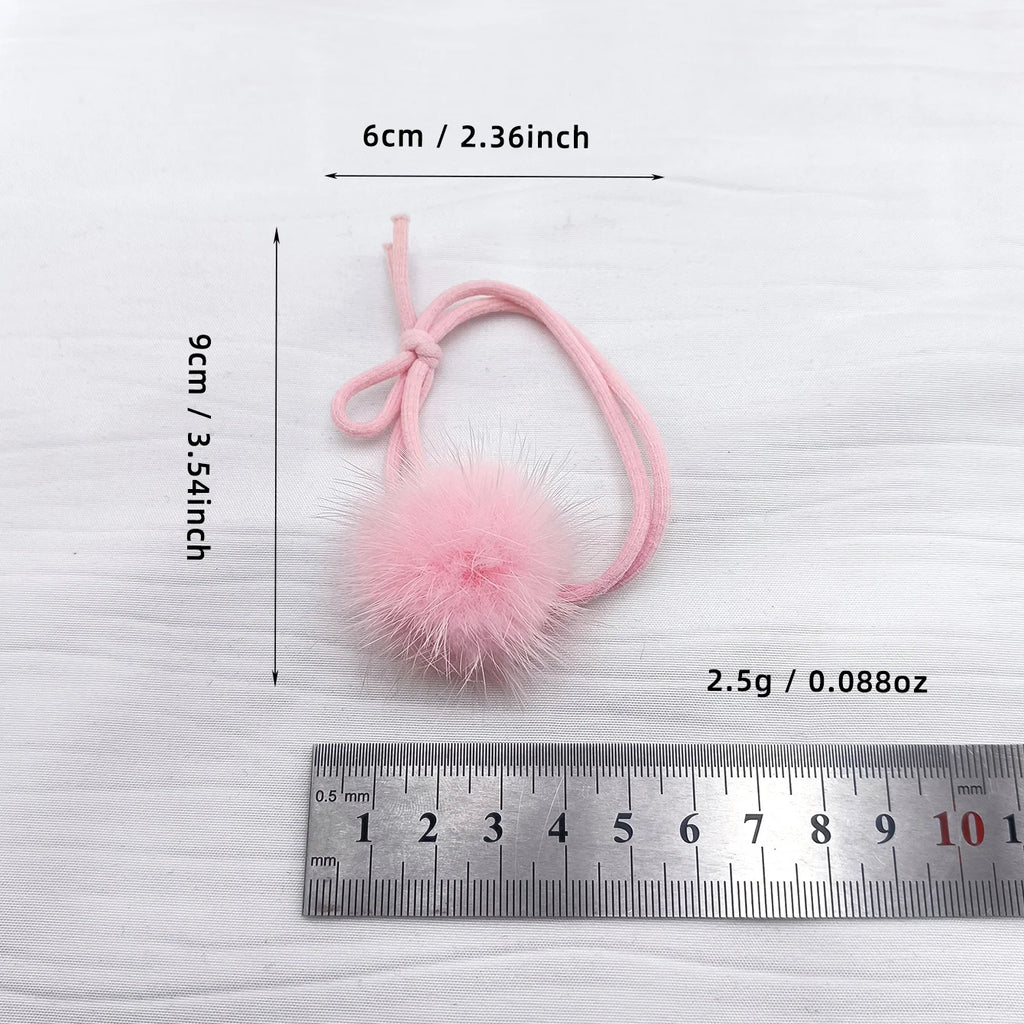 2-Pack Plush Pom-Pom Elastic Hair Ties for Women & Girls Elastic Hair Ties SWANS