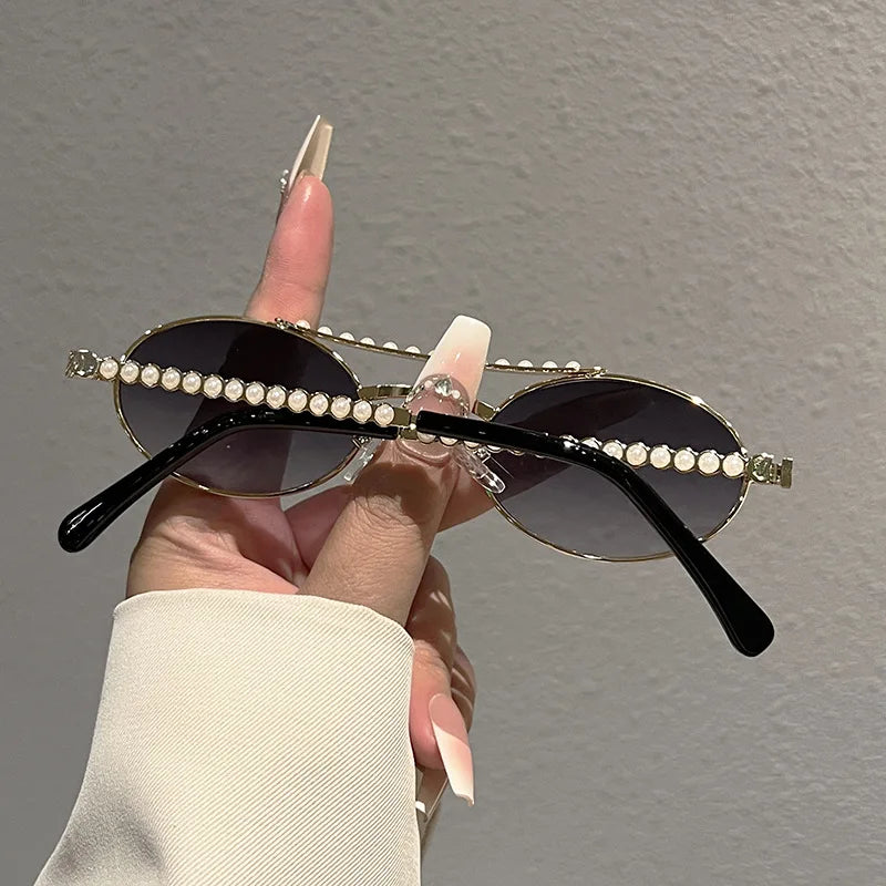 Y2K Punk Oval Sunglasses – Pearl Double Bridge | TOYEARN Fashion Sunglasses SWANS