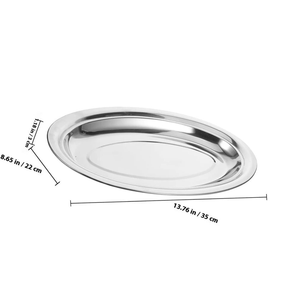 WINOMO Stainless Steel Oval Serving Tray – 35cm Dinner Plate Serving Tray SWANS