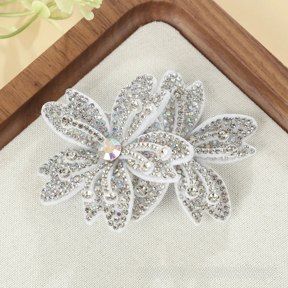 3D Rhinestone Rose Flower Patch – DIY Appliqué Craft Pair Rhinestone Appliqué Patch SWANS