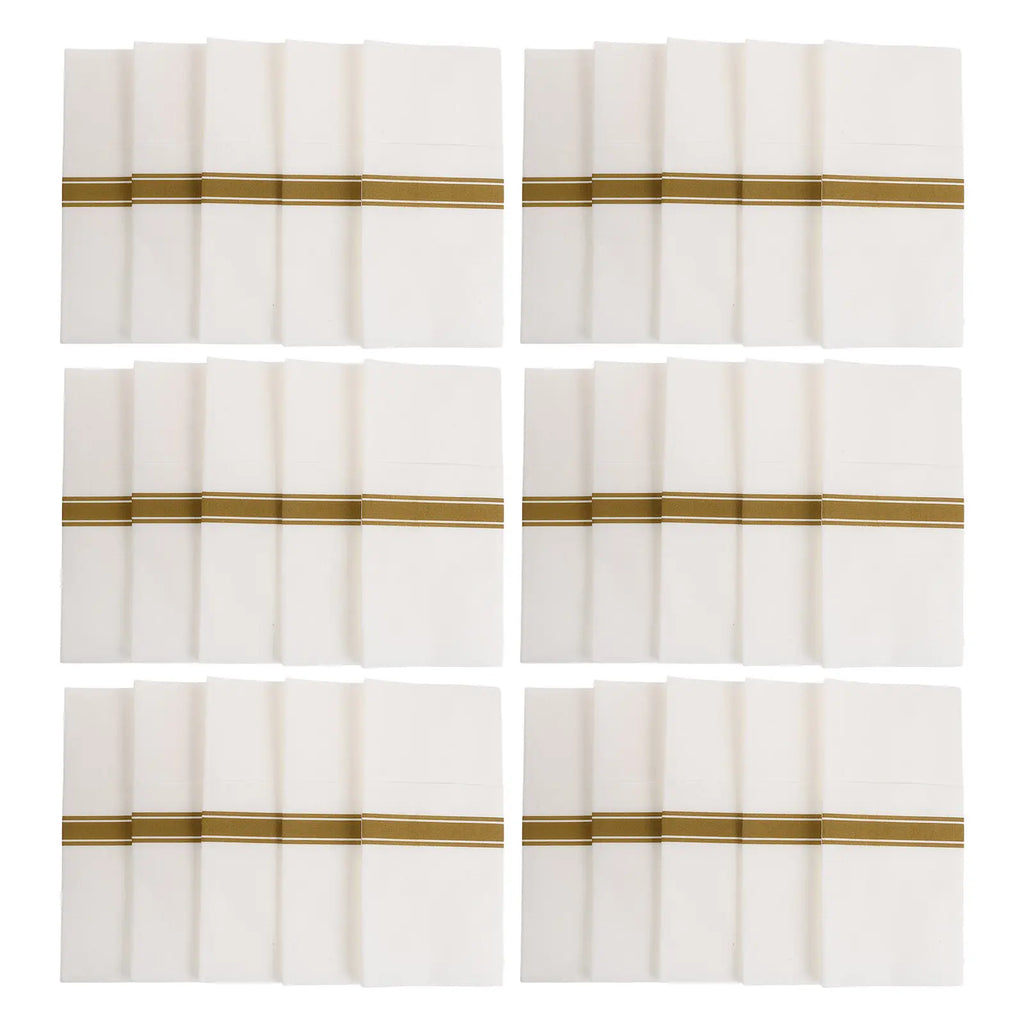 50-Pack Gold Trim Prefolded Disposable Dinner Napkins with Pocket Disposable Dinner Napkins SWANS