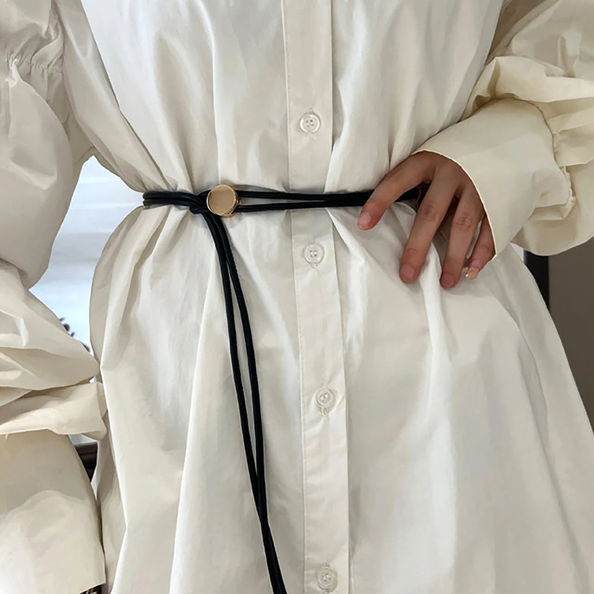 Women's PU Leather Rope Knot Thin Waist Belt – Solid Color Women's Waist Belt SWANS