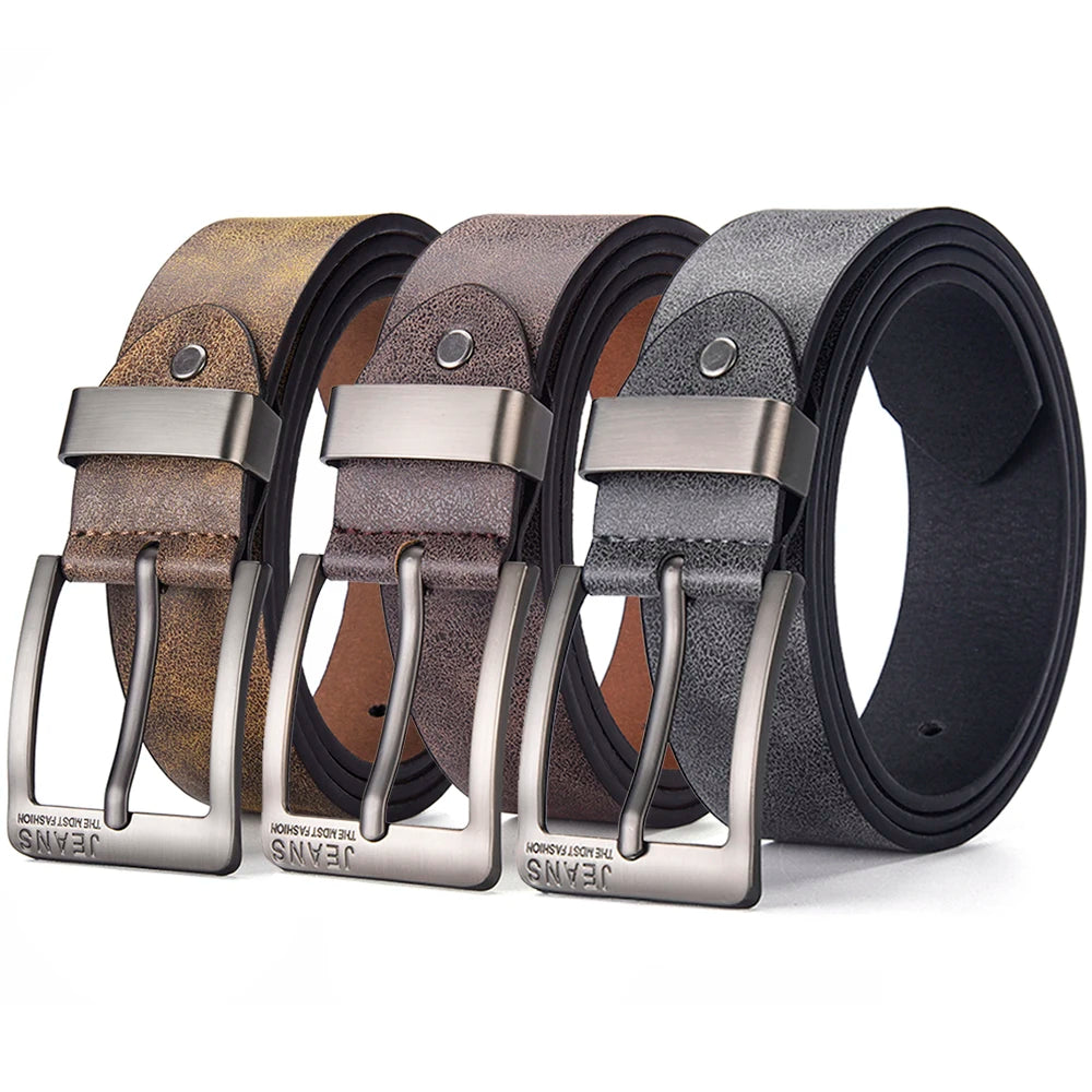 Men's PU Leather Belt Metal Pin Buckle – Casual & Business Men's Leather Belt SWANS