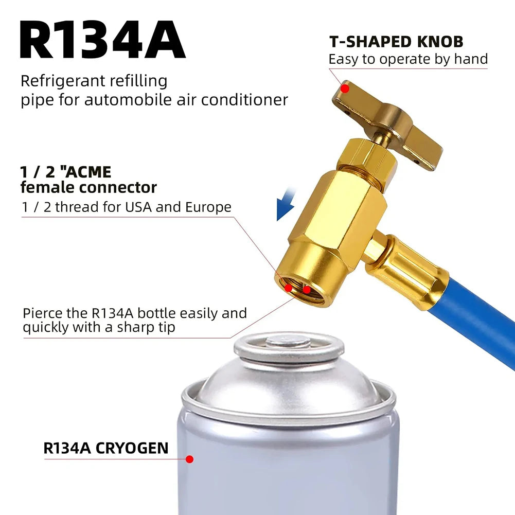 R134A AC Recharge Hose Kit with Pressure Gauge | Car A/C Tool AC Recharge Tool SWANS