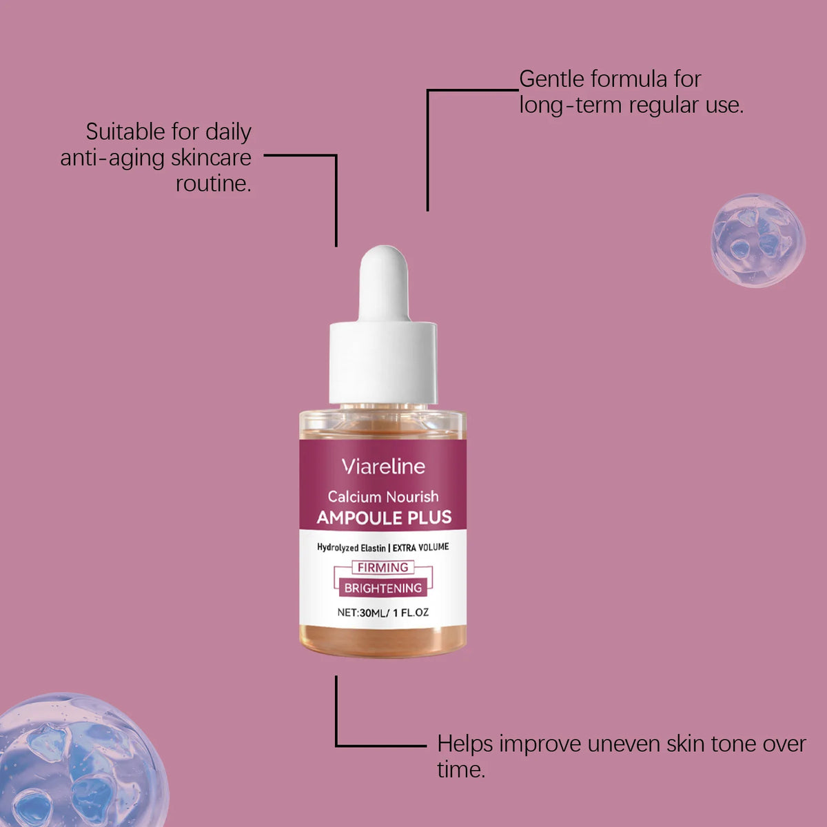 VIARELINE Calcium Ampoule Serum – Firm, Brighten & Hydrate 30ml Facial Serum SWANS
