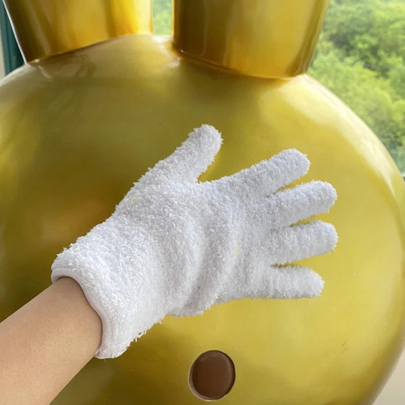 Microfiber Dusting Glove – Stretchable Cleaning Mitt for Car & Home Microfiber Cleaning Glove SWANS White 1PC